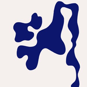 May include: Abstract blue shapes with a flowing, organic design. The shapes are connected and create a unique, modern pattern.
