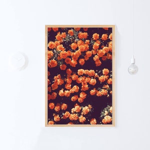 Dark Florals Art Print, Orange Wall Art, Floral Print Art, Large Botanical Print DOWNLOAD Floral Photography Printable Art, Bedroom Wall Art image 3