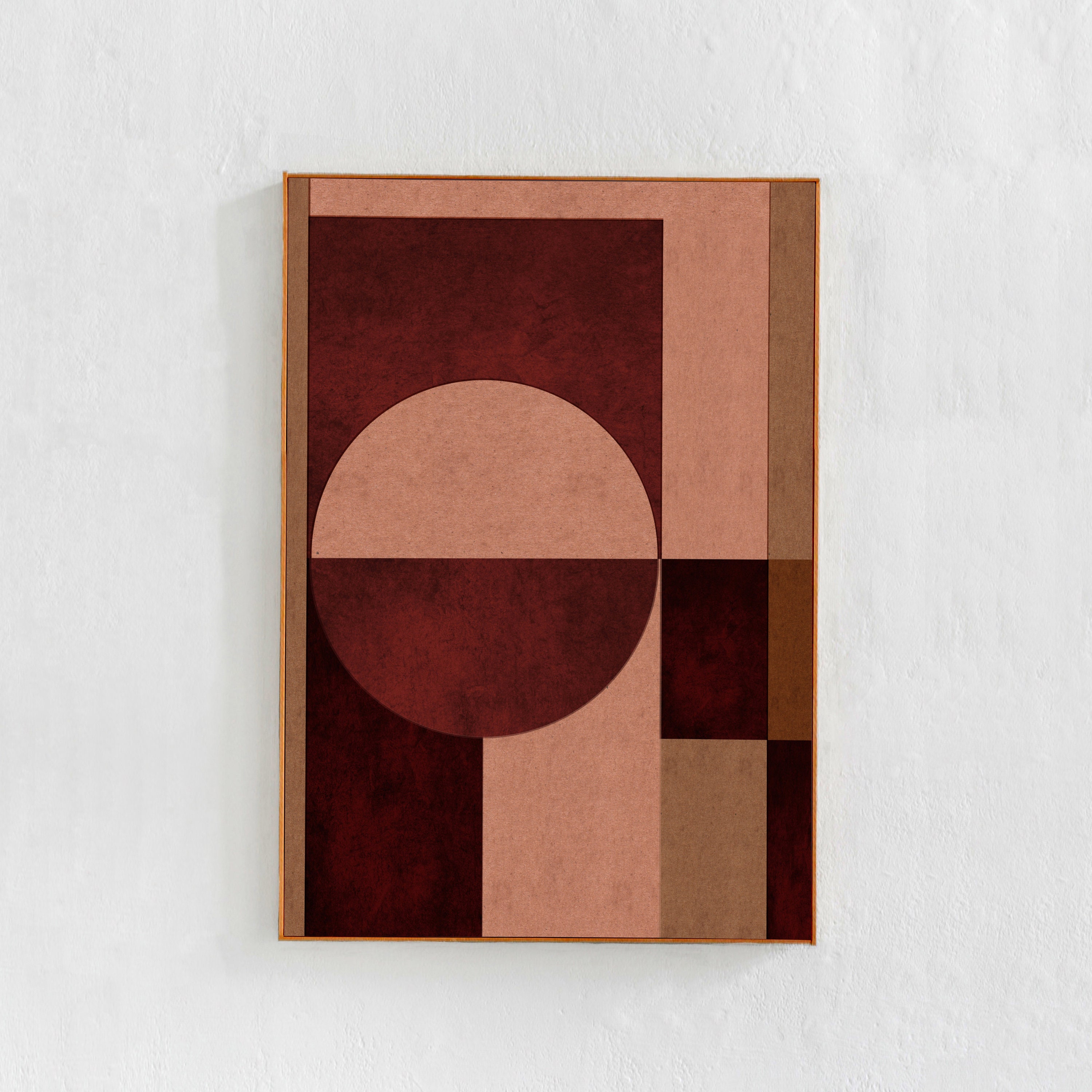 Impression d'art numérique téléchargeable, très grande taille, moderne, géométrique : affiche imprimable abstraite rouge bordeaux et marron, décoration murale