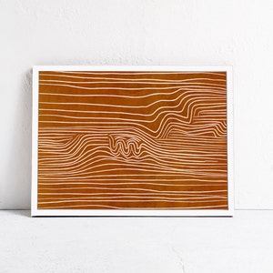 Modern Scandi Boho Downloadable Print, Abstract Earthy Tones Art, Orange Terracotta and Beige Lines Print, Horizontal Wall Art Printable