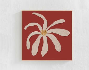 Abstract Flower Painting: Red printable art, DIY home decor, Square floral downloadable print for living room bedroom dorm or apartment