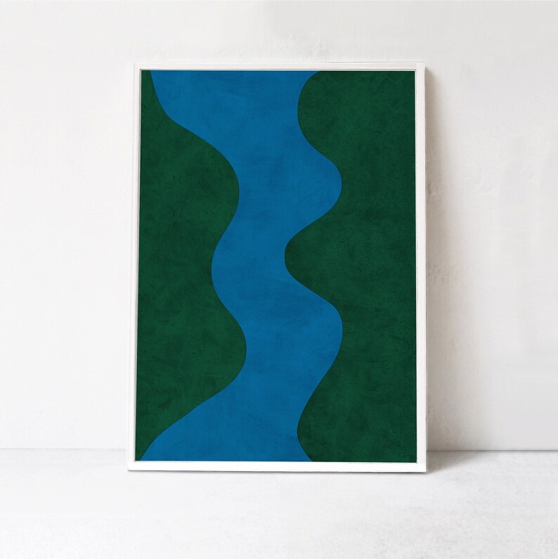 Blue and Green Wall Art Abstract Art Downloadable Print Blue Etsy UK