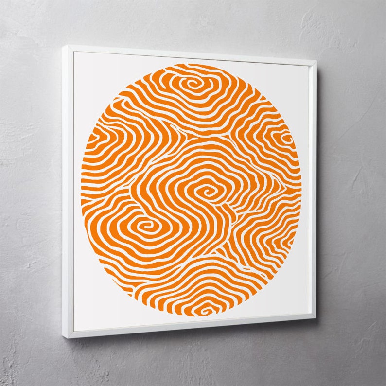 Circle Print, Square Print, Orange Wall Art, Orange Abstract Art Print Download, Orange Printable Art, Square Abstract Digital Print 30x30 image 3