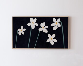 Samsung Frame TV Art- Modern floral art download for frame tv. Spring flowers , Digital art download, modern boho tv art at 16:9 ratio