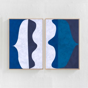 Blue Abstract Art Print Set Of 2, Blue Modern Art, Abstract Printable Art Print Set, Contemporary Wall Art Set DIGITAL DOWNLOAD Art 24x36