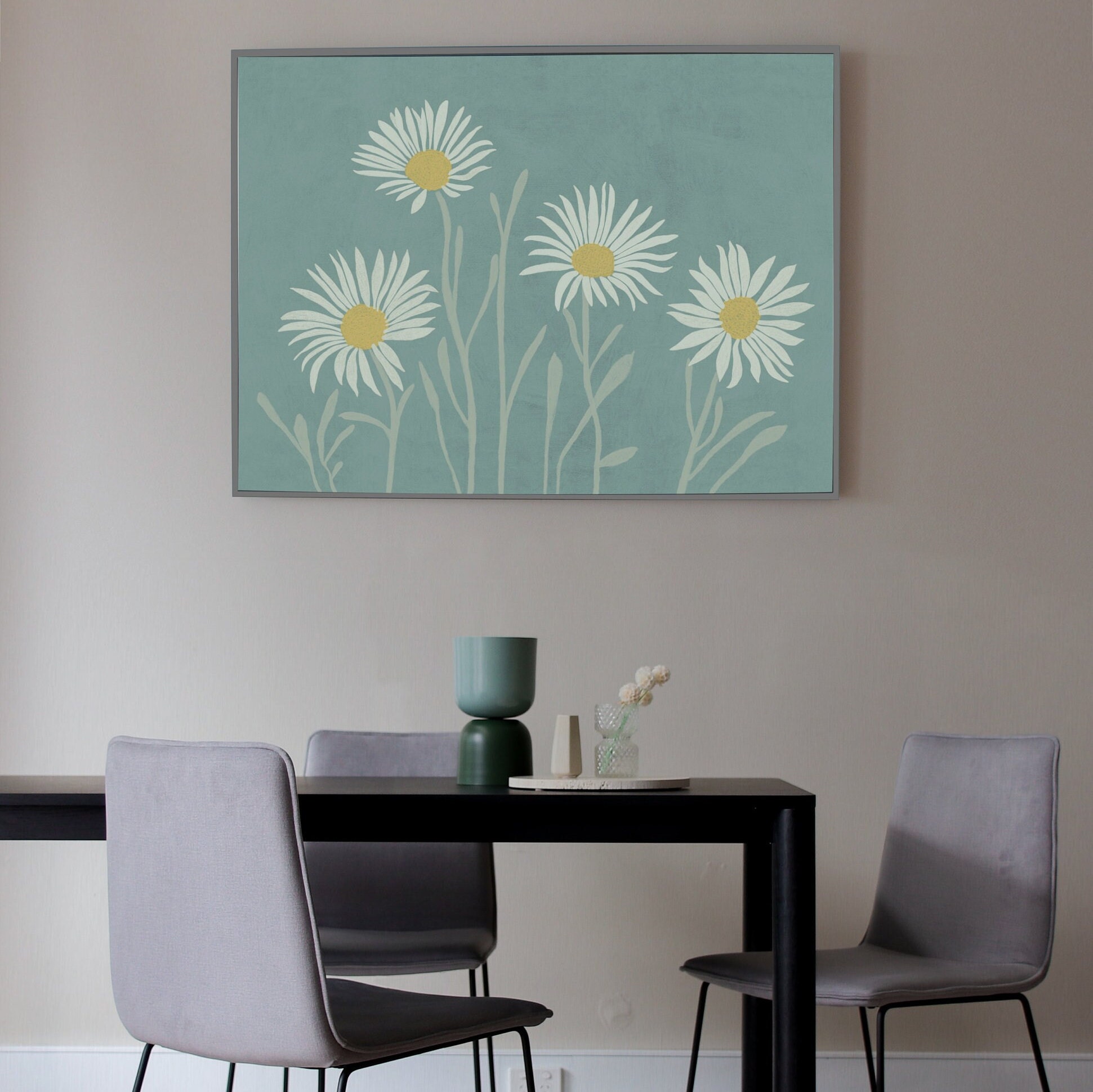 Daisies: Pastel Wall Decor, Horizontal Downloadable Art Print in Pale ...