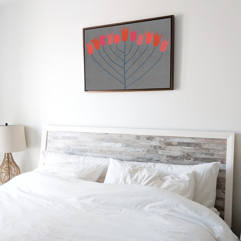 wall art Grey Red and pink downloadable art print Abstract Flower: Scandi Modern Poster Floral Printable Art Modern Boho Decor Boho Art