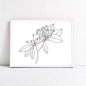 Black and White Flower Art Print Download, Floral Digital Print, Flower ...