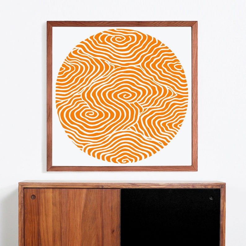 Circle Print, Square Print, Orange Wall Art, Orange Abstract Art Print Download, Orange Printable Art, Square Abstract Digital Print 30x30 image 4