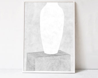 White Vase: Large Printable Art, Gallery Wall Print. Black and White Minimalist Art, Downloadable Print Wall Art Contemporary Poster 24x36