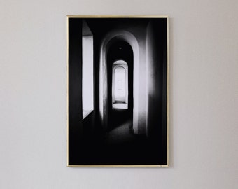 Torbogen Fotografie, Torbogen Druck, schwarz weiß Foto Print, Architektur Print, Licht, Schatten Fotografie Digital Download Printable