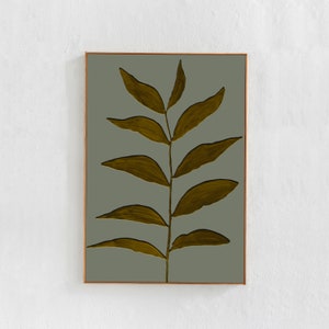 Abstract Botanical Sage Green and ochre printable wall art, Scandi Modern Neutral Living Room Decor, Digital downloadable poster print 24x36