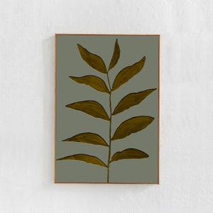 Arte de parede abstrata botânica em verde sálvia para impressão, decoração moderna escandinava neutra para sala de estar, pôster digital para download 24x36