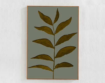 Abstract Botanical Sage Green Decor printable wall art, Scandi Modern Neutral Living Room Decor, Digital downloadable poster print 24x36