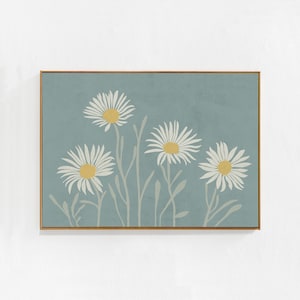 Daisies: Pastel Wall Decor, Horizontal Downloadable Art Print in Pale ...
