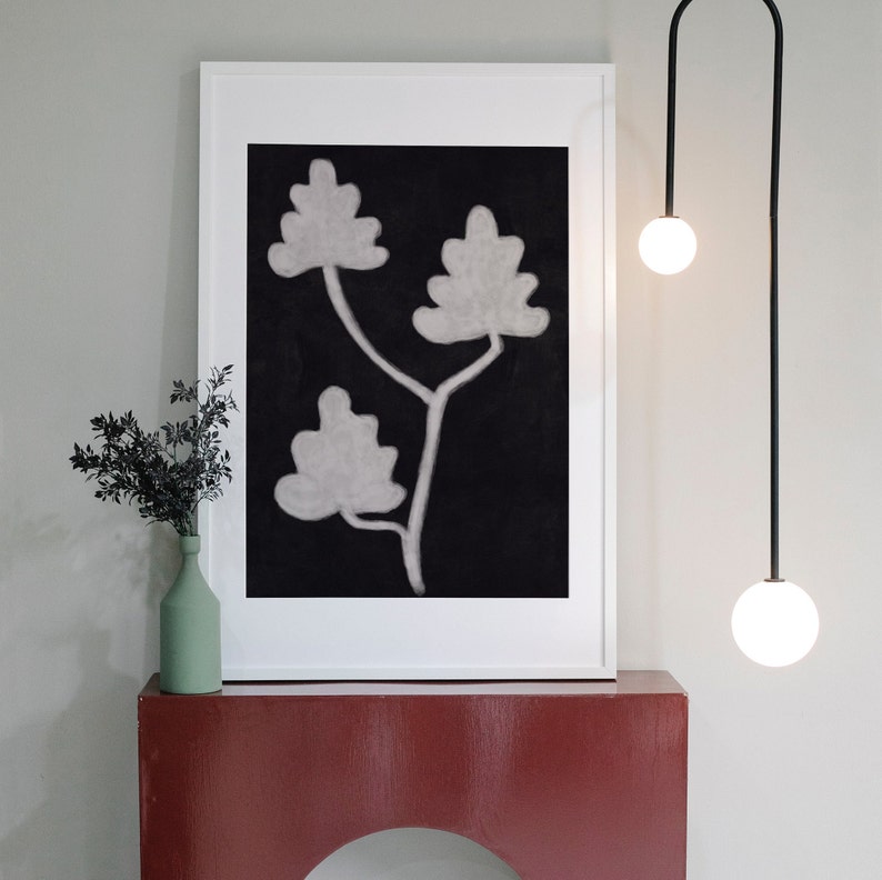 Large Abstract Printable Wall Art Print, Poster in Mid Modern style, Downloadable art print, Black and White tree painting, DIY home decor image 6