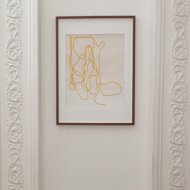 Printable Abstract Art: Digital Download Print- Minimal Line Art Printable Poster, Yellow Abstract Line Drawing, Neutral Contemporary Art image 6