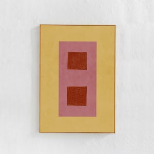 Herunterladbarer Druck: Abstrakte druckbare moderne Kunst für Wohnzimmerdekor. Gelb und Pink, Geometrisches Abstraktes Download-Druck 24x36 Kunstplakat