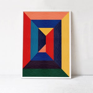 Colorful Abstract Downloadable Print - Abstract Geometric Wall Art Print, Contemporary Poster Printable Art: red blue yellow colorblock art