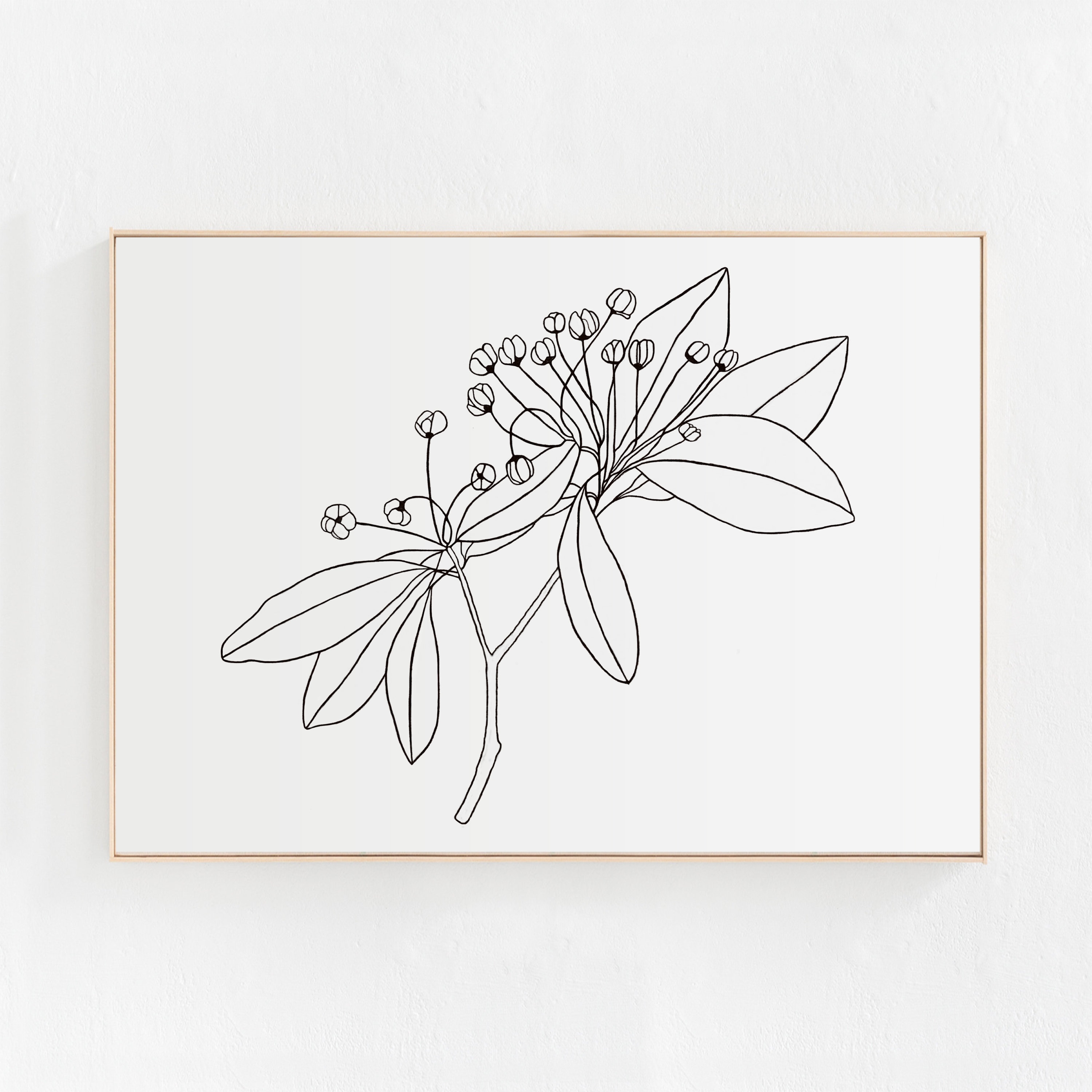 Black and White Flower Art Print Download Floral Digital | Etsy