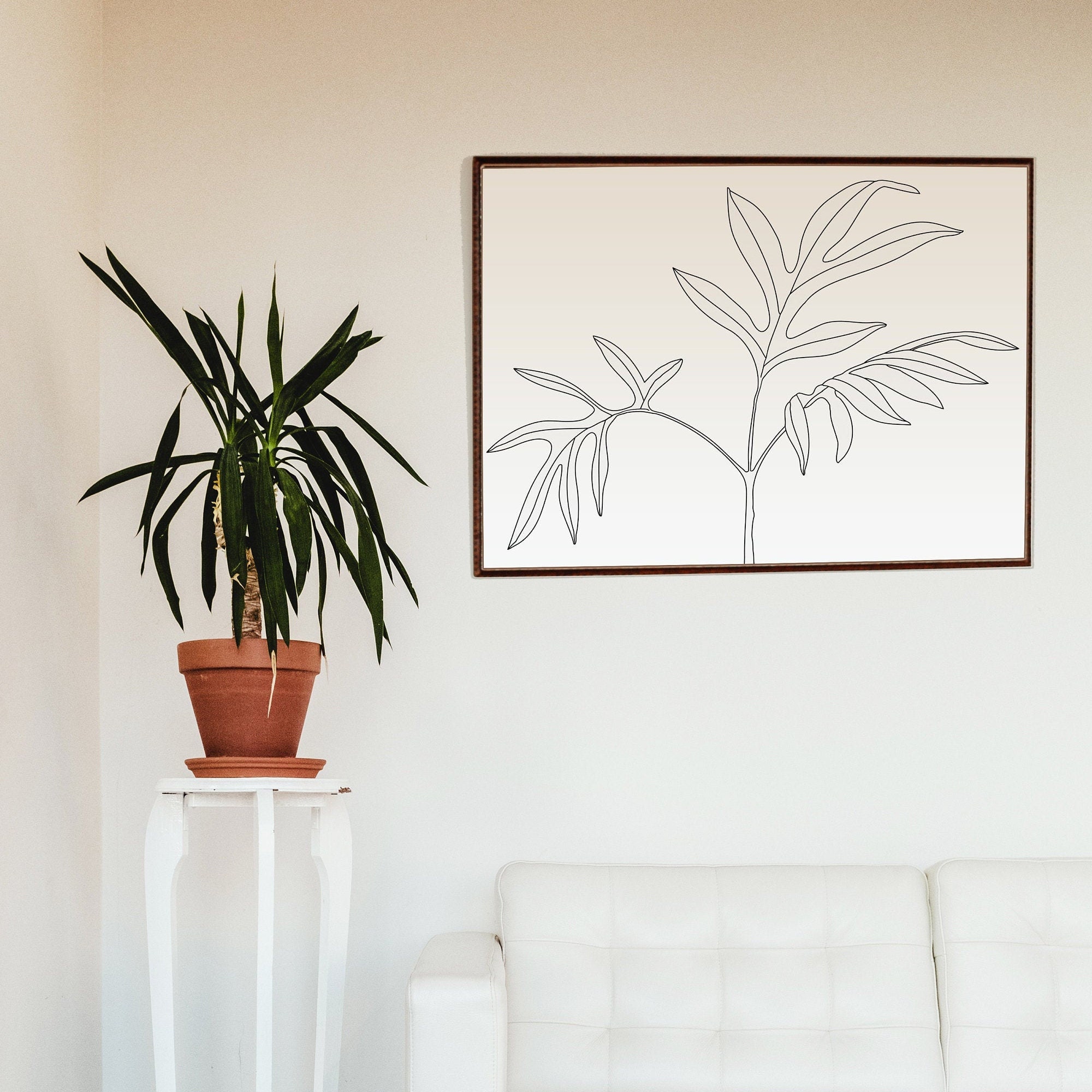 Botanical Wall Art Print Leaf Printable Art Black and White | Etsy