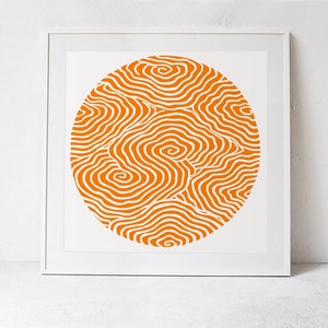 Circle Print, Square Print, Orange Wall Art, Orange Abstract Art Print Download, Orange Printable Art, Square Abstract Digital Print 30x30 image 2