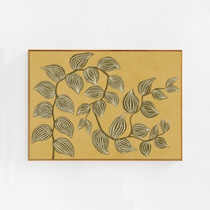 House plant art: Pale yellow and green home decor, horizontal downloadable wall art for living room, bedroom dorm. Boho printable art  24x36