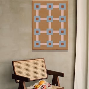 Digital herunterladbare Kunstdruck: braunes und blaues Wanddekor in neutralen Tönen, zeitgenössisches geometrisches Poster zum Selbstdrucken, 24x36 Bild 4