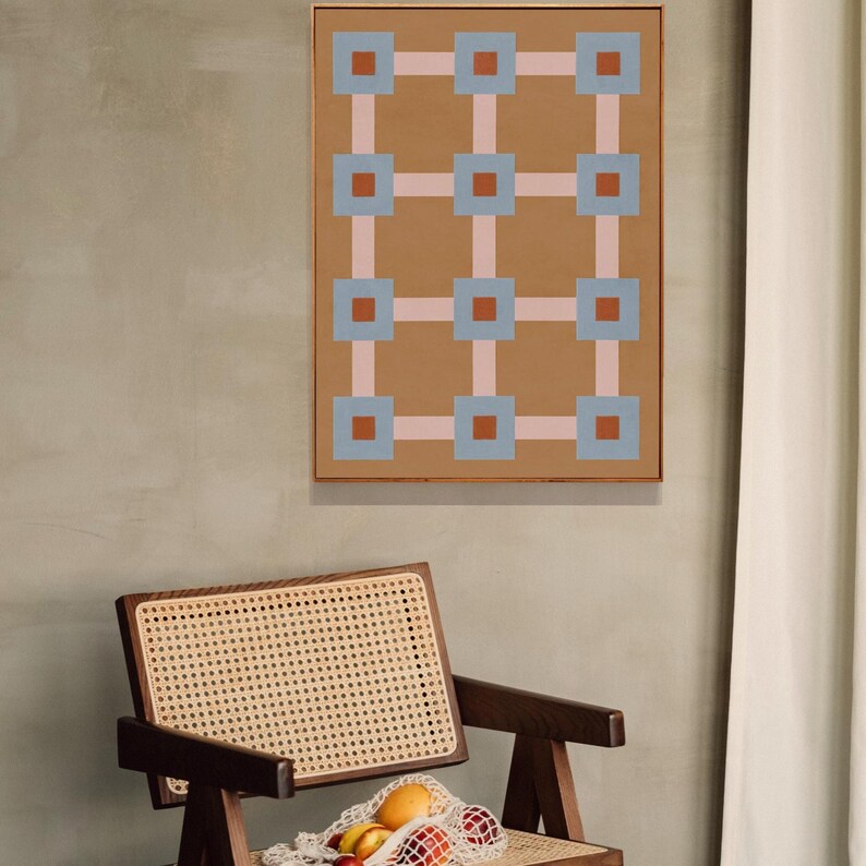Digital herunterladbare Kunstdruck: braunes und blaues Wanddekor in neutralen Tönen, zeitgenössisches geometrisches Poster zum Selbstdrucken, 24x36 Bild 4