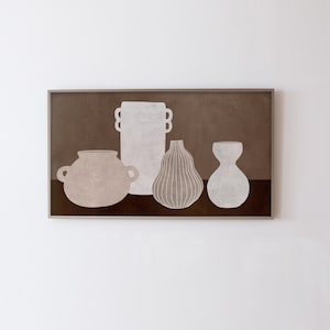 Vases- Samsung Frame TV Art. Modern digital art. Digital Download Art for Samsung Frame TV,  beige and brown contemporary Frame Tv Art