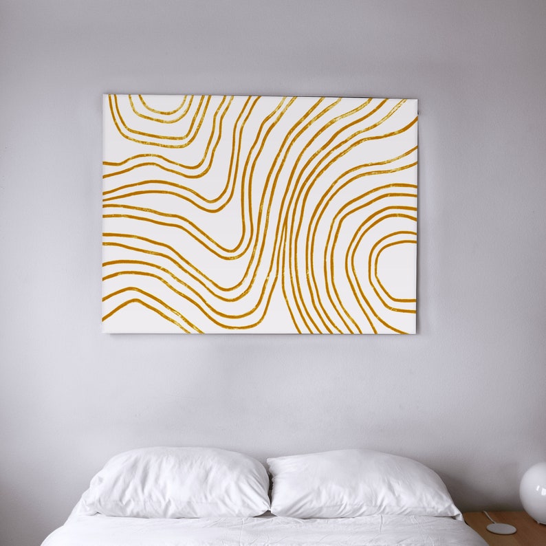 Yellow Ochre Art Print Large Abstract Line Art. Minimalist Etsy