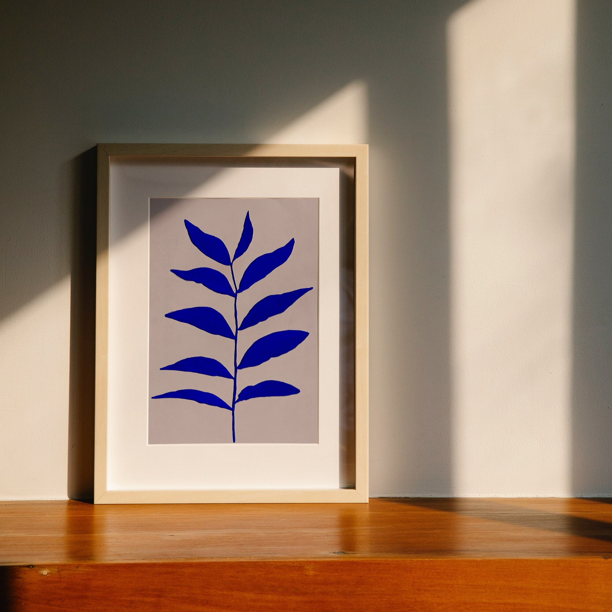 Cobalt Blue Abstract Botanical Downloadable Wall Art Print: Eclectic ...