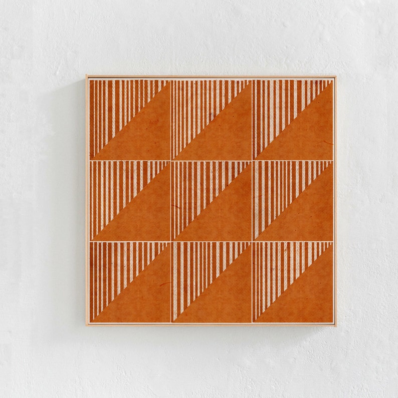 Burnt Orange Wall Art Print DIGITAL DOWNLOAD Art Terracotta Mid Modern Geometric Wall Art Downloadable Print Large Square Printable Art Boho image 1
