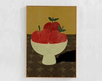 Still Life Apples: Digital Downloadable Art Print for Living Room or Kitchen Decor. Printable Painting