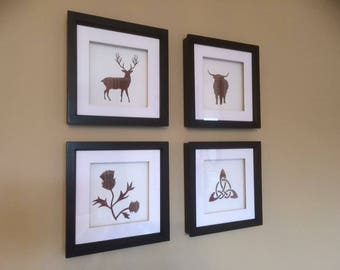 Handmade in Scotland - Scottish Iconic Pictures backed with 100% Hand Woven Harris Tweed