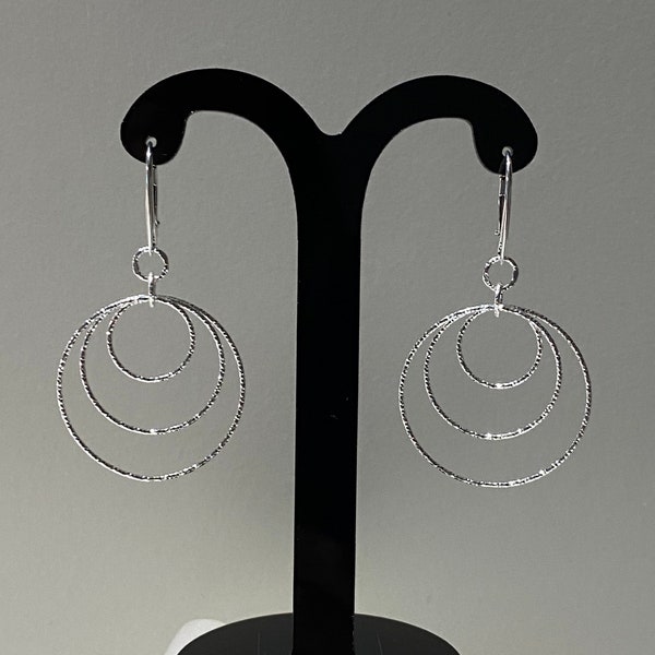 Boucles d’oreilles, chic, bijou luxe, argent 925, pendentifs ronds diamantés