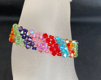 Bracelet crystal, rainbow, chic, cuff, luxury, multicolor, fashion, chakra
