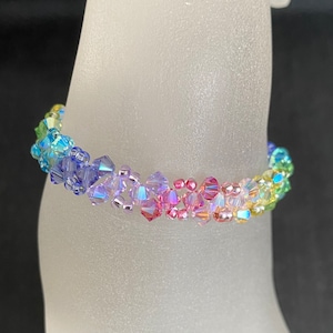 Genuine crystal bracelet, rainbow, chic, fashion, woman, rainbow, 7 chakras