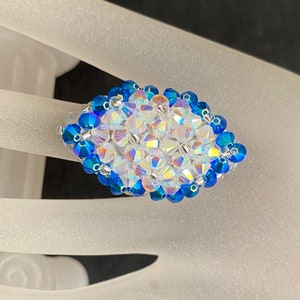 Kristallring, Kristall, Damenschmuck, Kristall ab2x, capriblau ab2x, Marquise-Stil, Luxusaccessoire