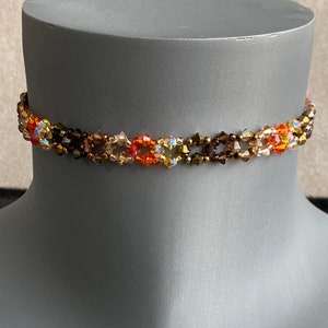 Genuine crystal, genuine crystal choker, chic, luxury jewelry, women, fashion, rainbow, warm colors
