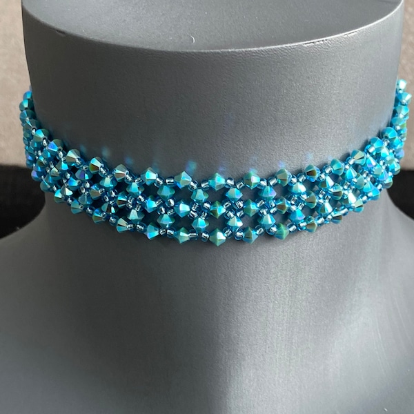 Wedding, crystal choker, chic, luxury jewelry, extra large, turquoise ab2x, jewelry for women