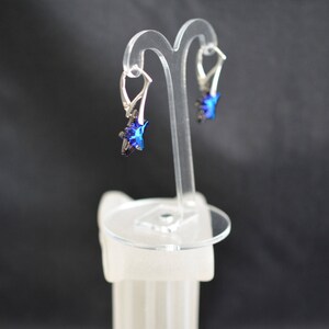 Crystal earrings, chic, luxury jewelry, silver 925, starfish, crystal bermuda blue image 6