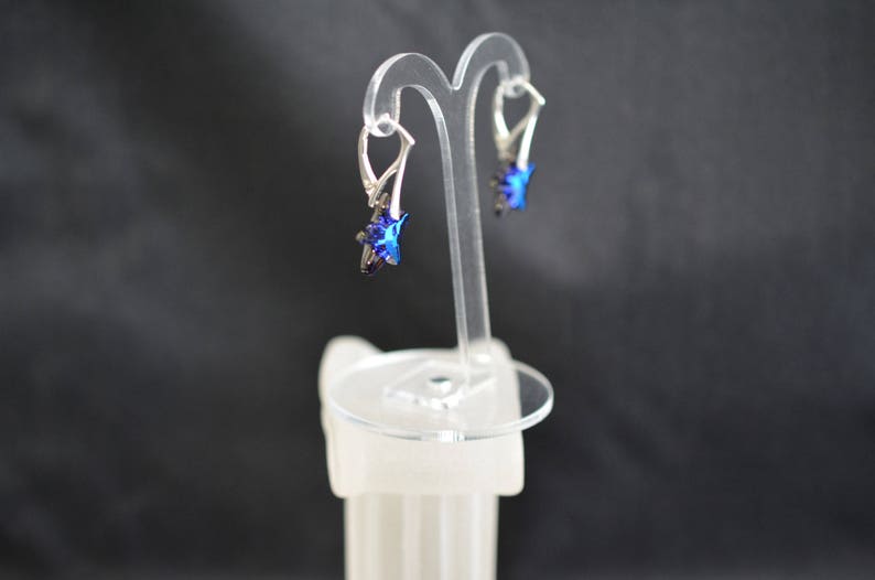 Crystal earrings, chic, luxury jewelry, silver 925, starfish, crystal bermuda blue image 6