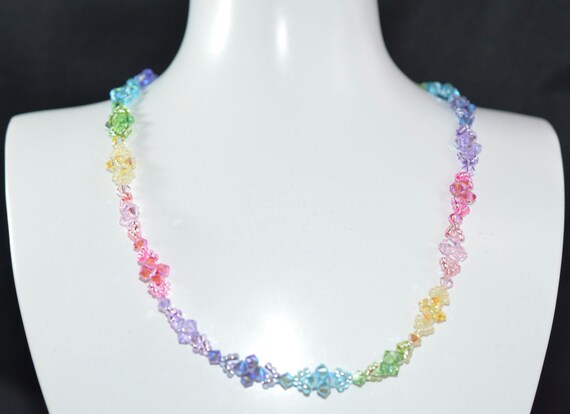 Collana Girocollo Vintage In Cristallo E Gemme Arcobaleno Multicolore - Regalo Per Donna - Gioielli Fatti A Mano