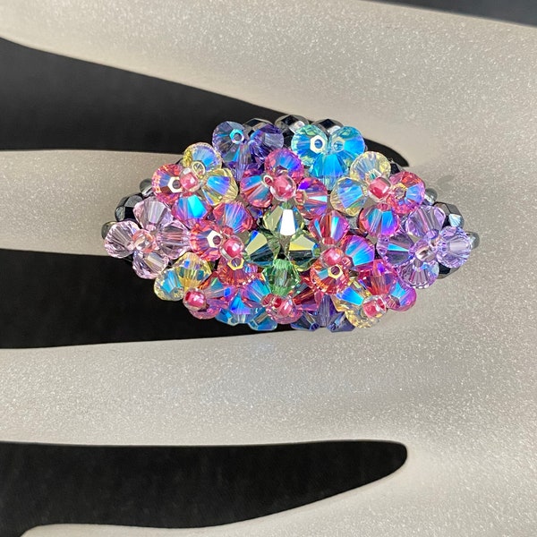 Real crystal ring, chakra ring, marquise ring, rainbow ring