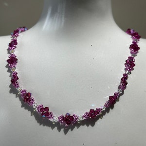 Genuine crystal necklace, Genuine crystal, women jewelry, fuschia glitter, crystal ab2x, luxury