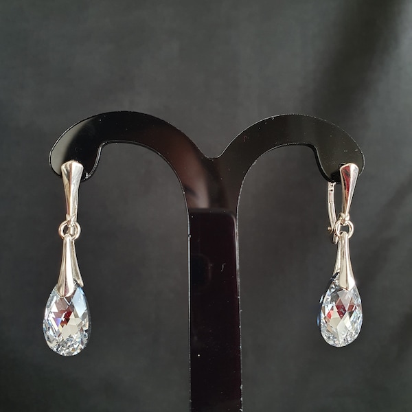 Boucles d'oreille, argent 925, chic, Goutte Pear 6106, bijou luxe, mode, Cristal Comet Argent light, femme