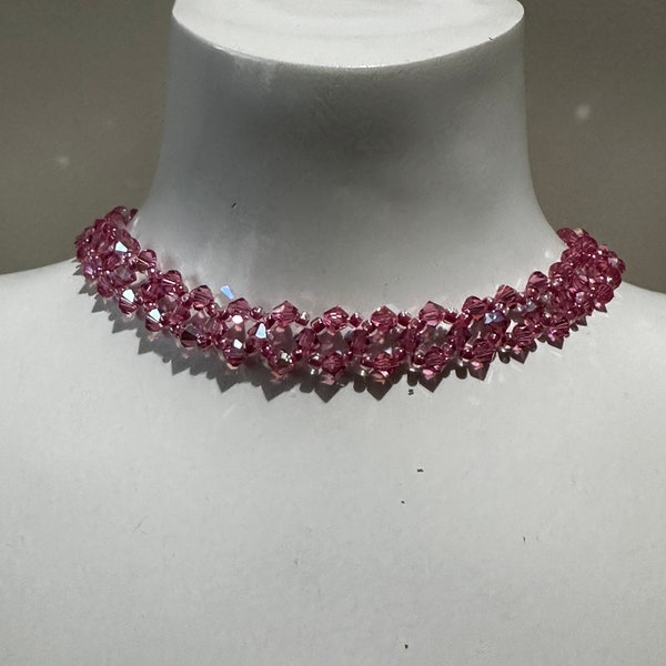 Genuine crystal, genuine crystal choker, chic, luxury jewelry, women, fashion, glitter pink