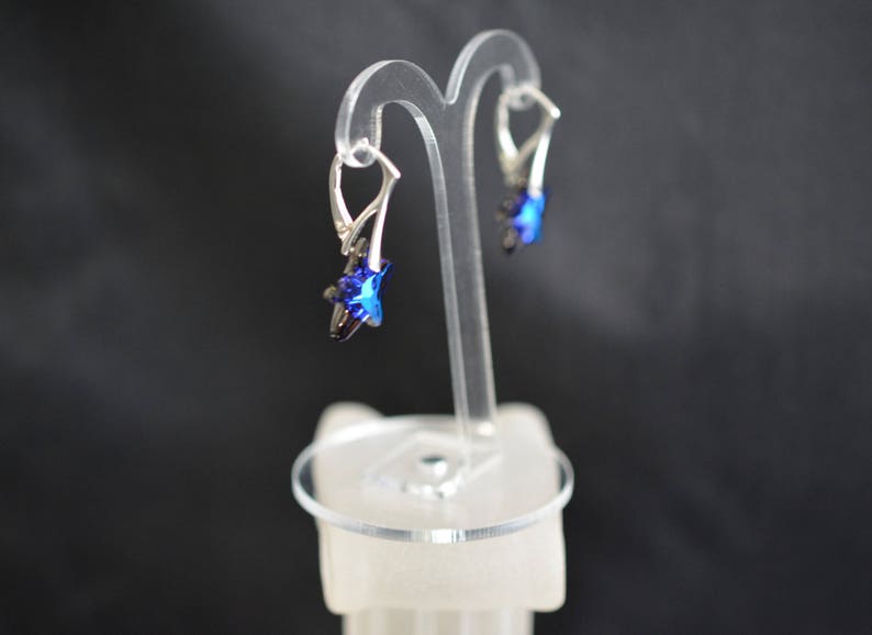 Crystal earrings, chic, luxury jewelry, silver 925, starfish, crystal bermuda blue image 8