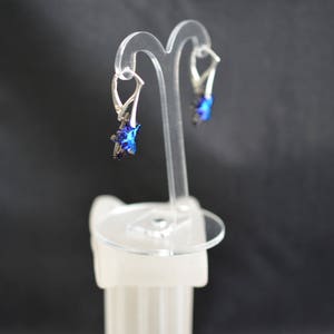 Crystal earrings, chic, luxury jewelry, silver 925, starfish, crystal bermuda blue image 7